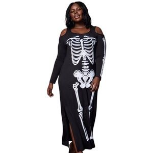 Torrid Cold Shoulder Skeleton Dress Spooky Maxi Dress Torrid 2 - US Size 16-18
